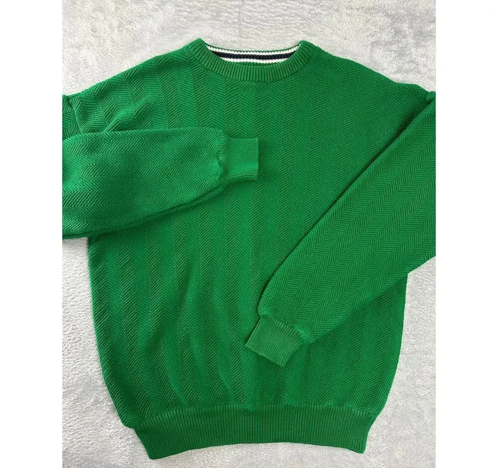 Vintage 90s Roundtree & Yorke Green Textured Heavy Knit Crewneck Sweater Size L